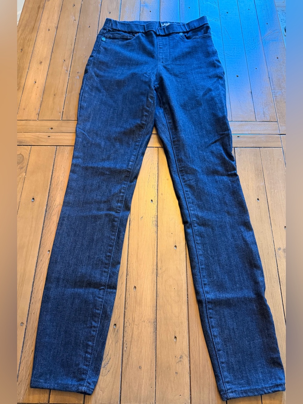 Lands' End Dark Blue Pull-On Slim Fit Jeans - 6 TALL